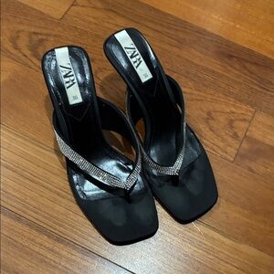 Zara Black Heels with Silver Detailing